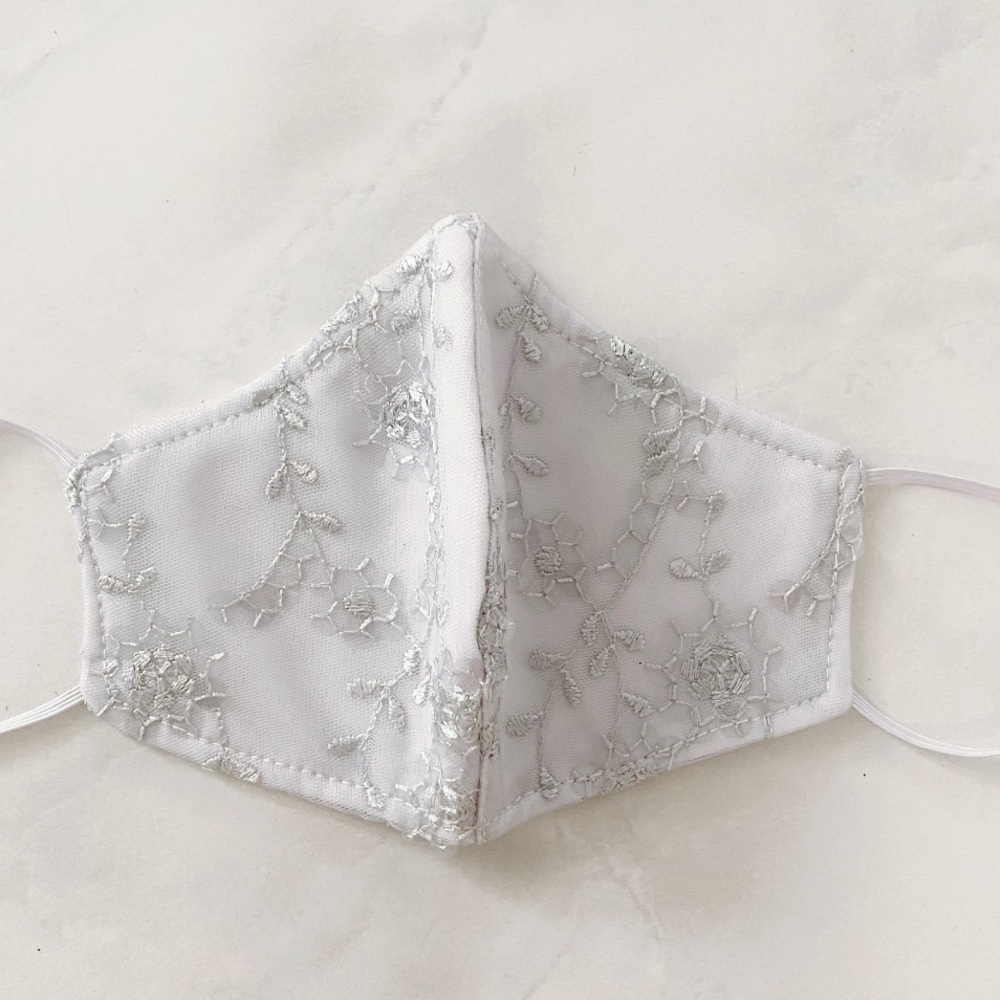 Pearl grey lace face mask